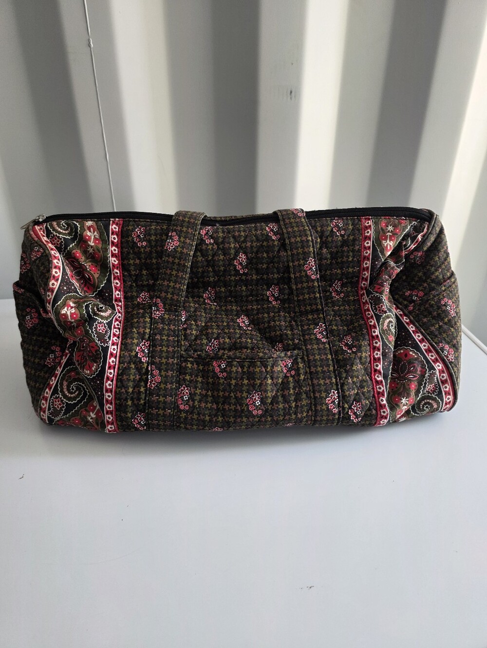 Vintage Patterned Cotton Duffle Bag